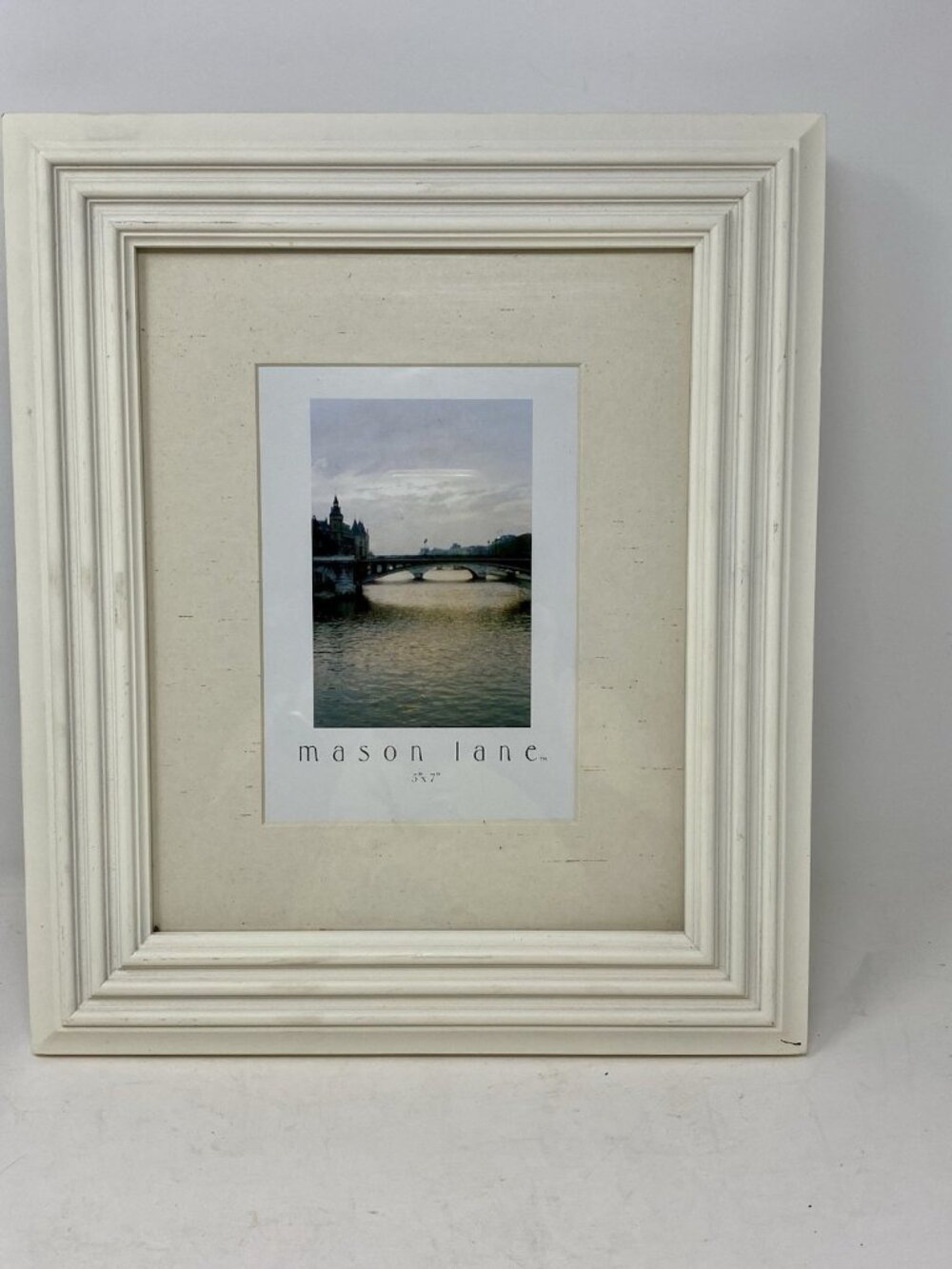 Mason Lane Off White Beveled Wooden Picture Frame Matted For 5x7 Photo Or 8x10